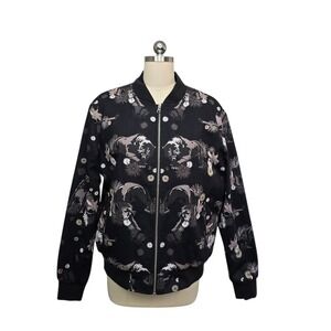 Straight To Hell Way of the Warrior Panther Floral Bomber Jacket Black Mens L